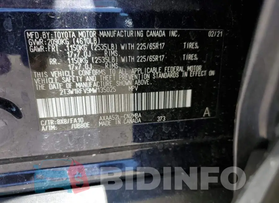 2T3W1RFV9MW135025 Photo# 13