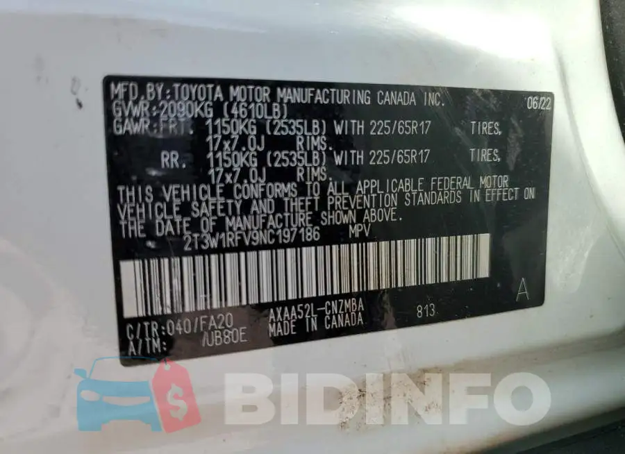 2T3W1RFV9NC197186 Photo# 12