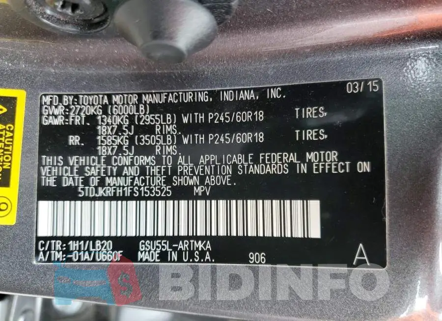 5TDJKRFH1FS153525 Photo# 13