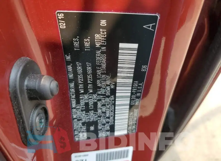 5TDYK3DC2GS712164 Photo# 12