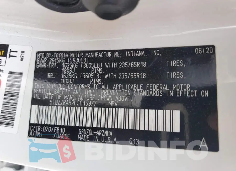 5TDZZRAH2LS015977 Photo# 13