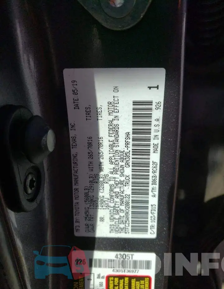 5TFCZ5AN9KX200122 Photo# 13