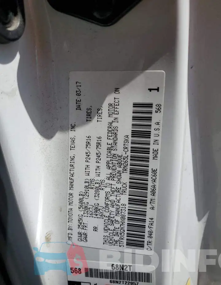 5TFRX5GN7HX087318 Photo# 12