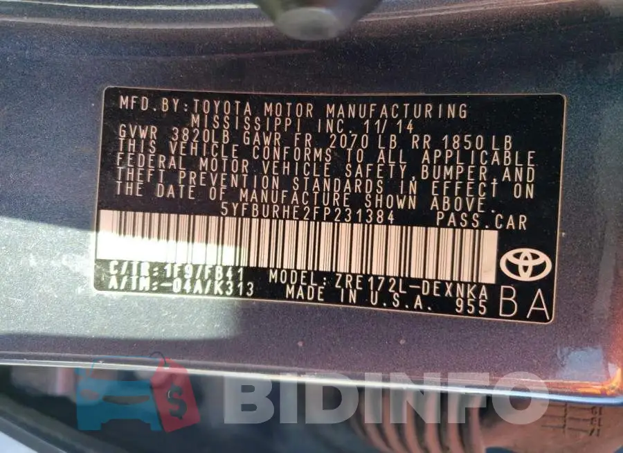5YFBURHE2FP231384 Photo# 12