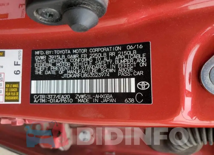 JTDKARFU8G3523974 Photo# 12
