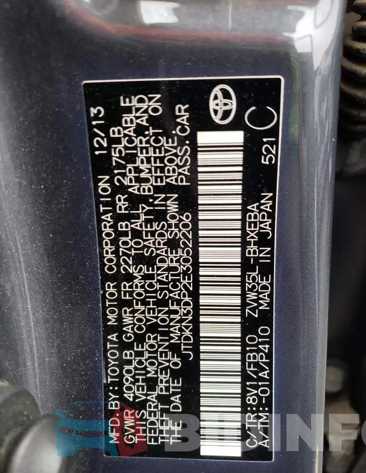 JTDKN3DP2E3052206 Photo# 12