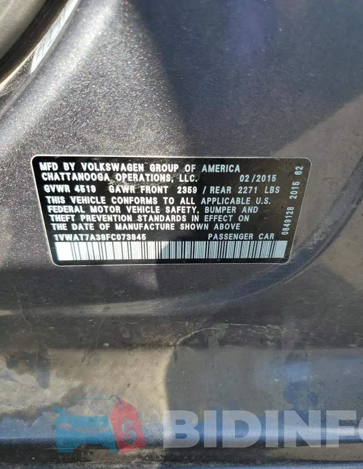1VWAT7A38FC073845 Photo# 13