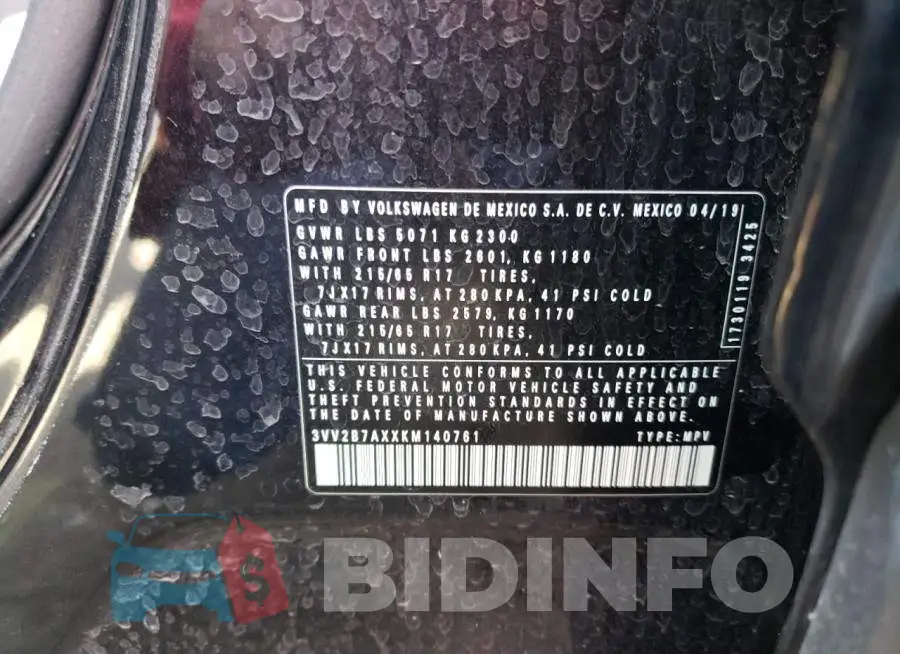 3VV2B7AXXKM140761 Photo# 13
