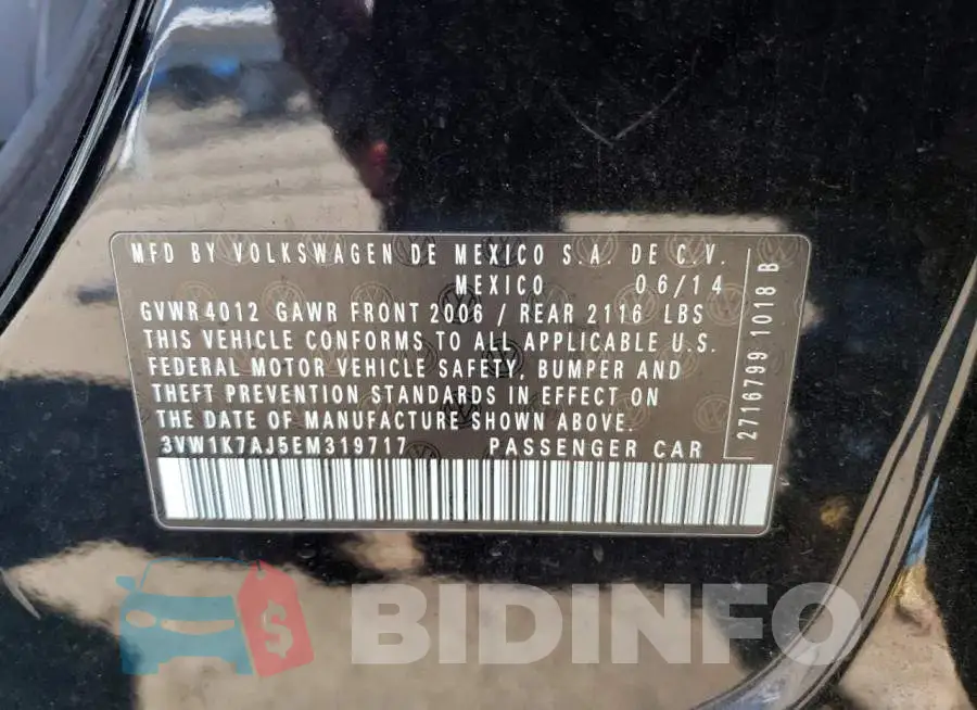 3VW1K7AJ5EM319717 Photo# 12