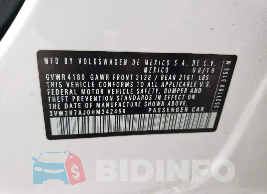3VW2B7AJ0HM242456 Photo# 12