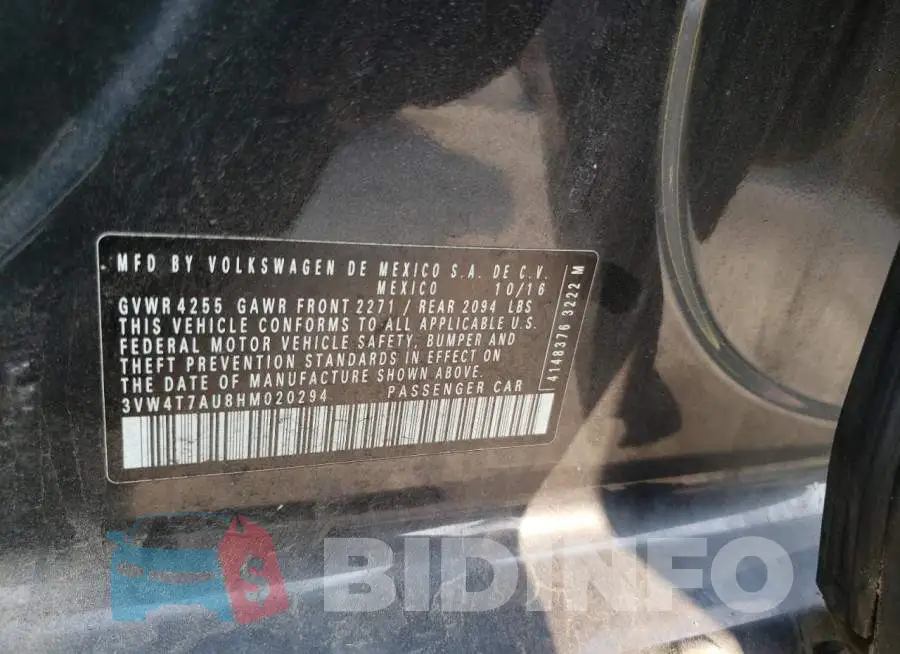 3VW4T7AU8HM020294 Photo# 12