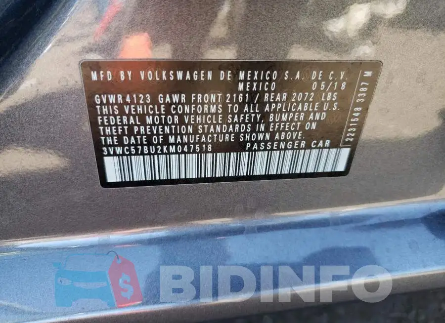 3VWC57BU2KM047518 Photo# 12