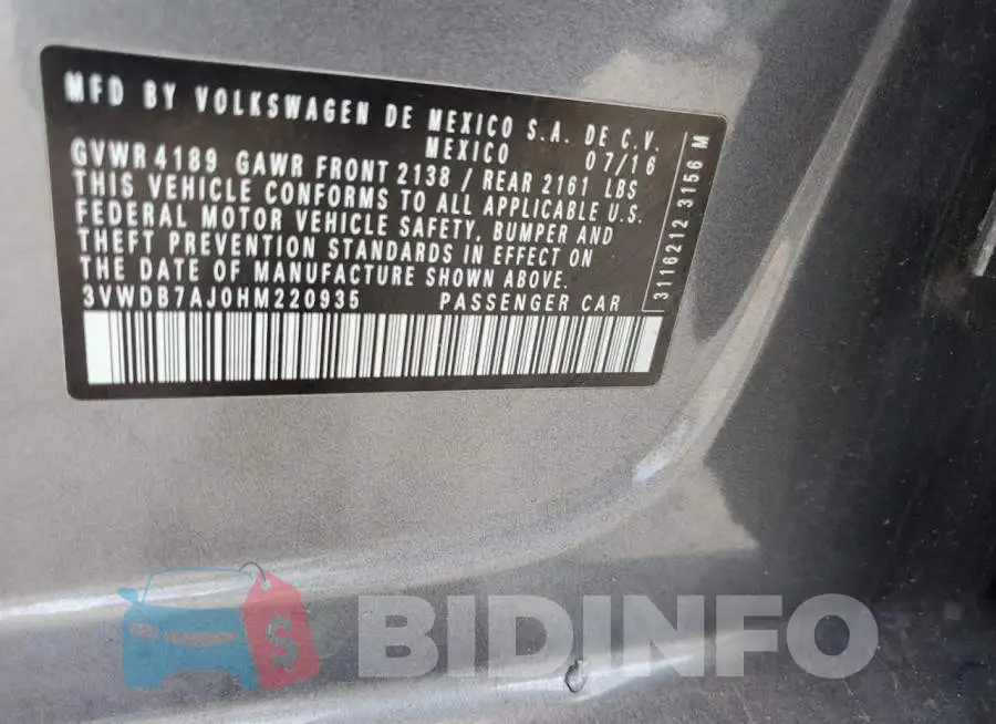 3VWDB7AJ0HM220935 Photo# 12