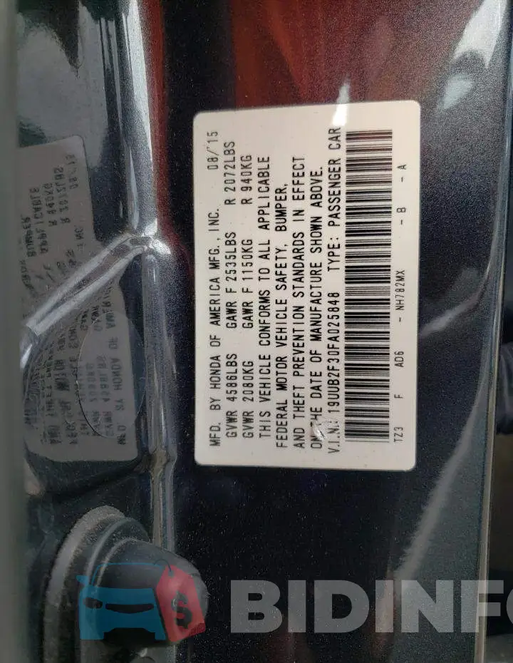 19UUB2F30FA025848 Photo# 12