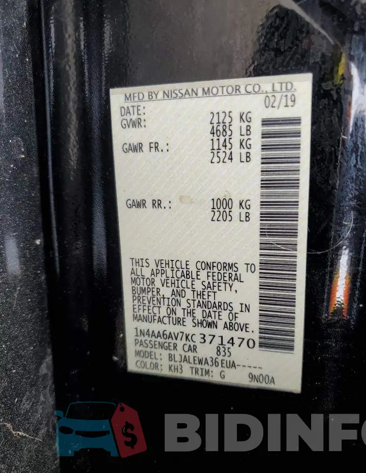 1N4AA6AV7KC371470 Photo# 12