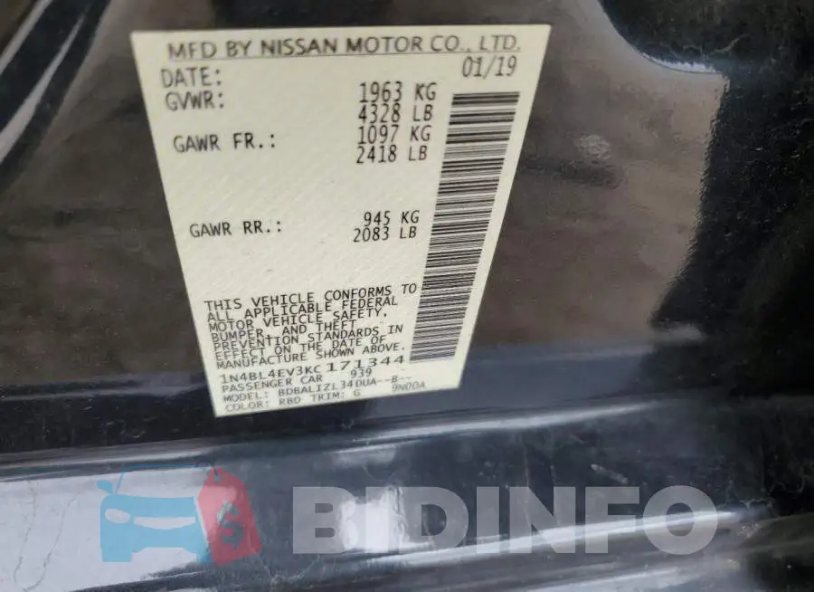 1N4BL4EV3KC171344 Photo# 12