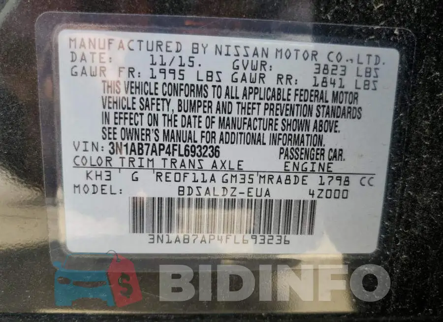 3N1AB7AP4FL693236 Photo# 12