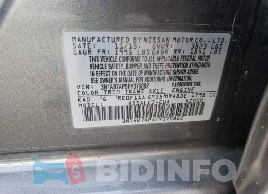 3N1AB7AP5FY370882 Photo# 13