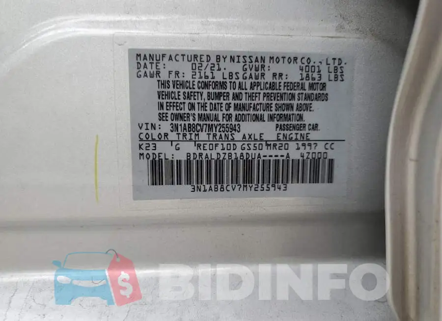 3N1AB8CV7MY255943 Photo# 13