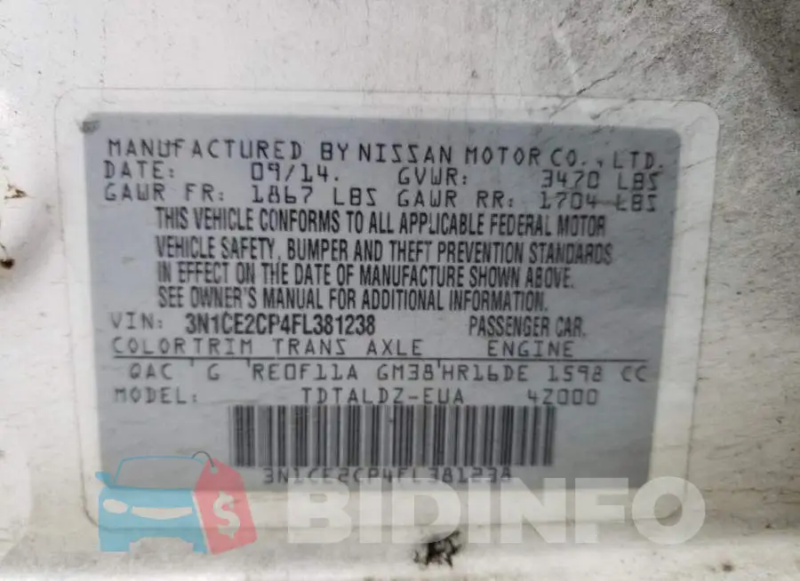 3N1CE2CP4FL381238 Photo# 13