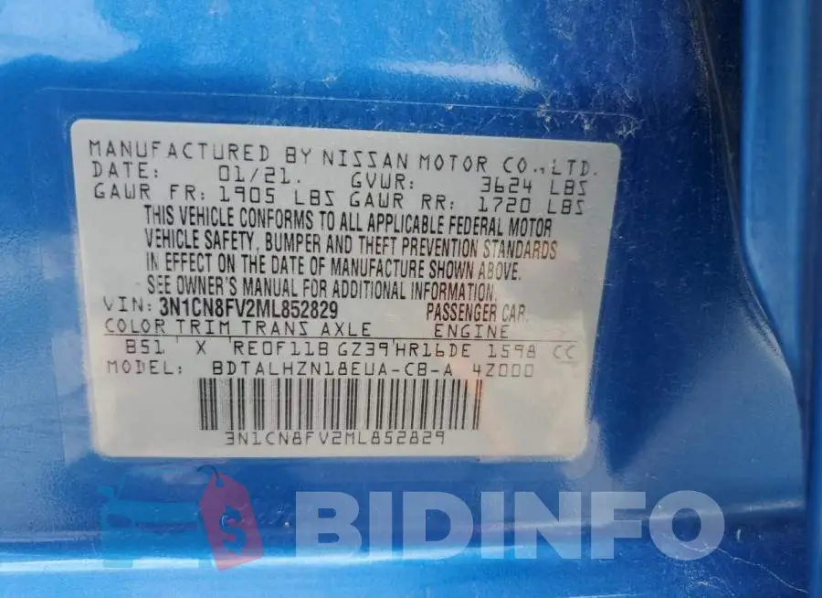 3N1CN8FV2ML852829 Photo# 12