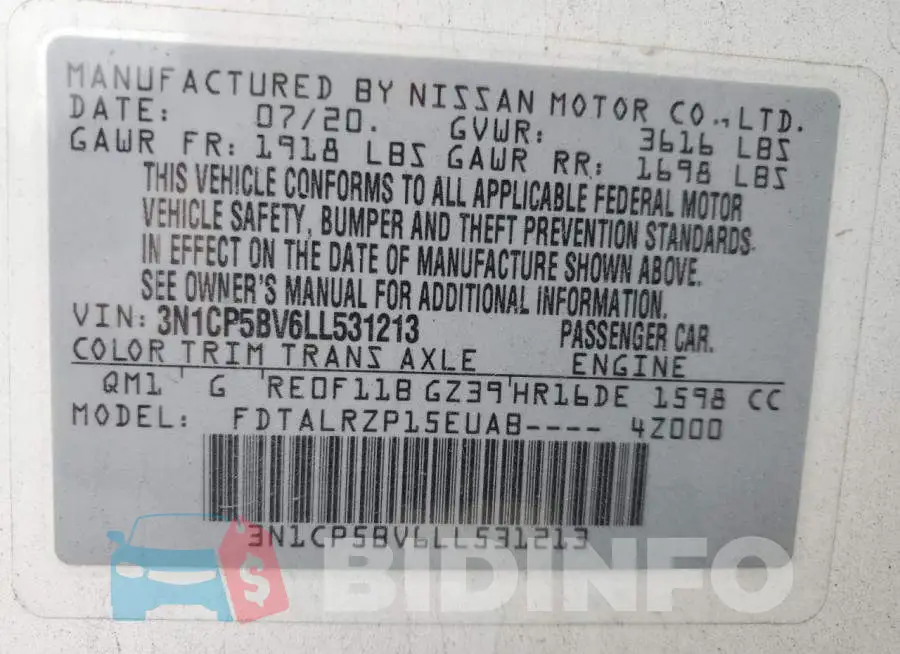 3N1CP5BV6LL531213 Photo# 13