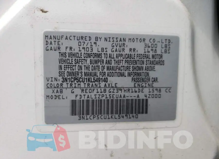 3N1CP5CU1KL549140 Photo# 13