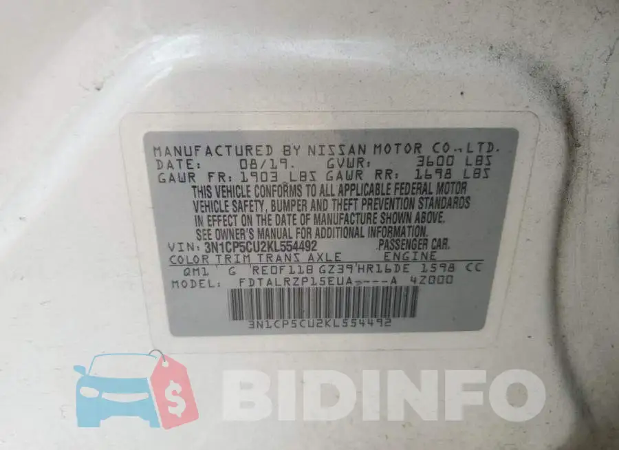 3N1CP5CU2KL554492 Photo# 12