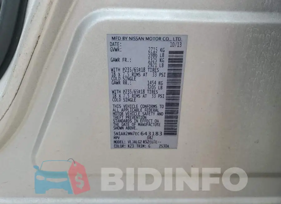5N1AR2MN7EC643183 Photo# 12