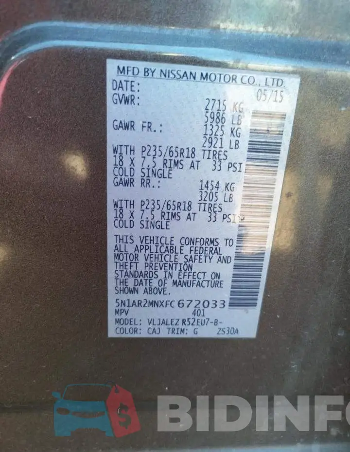 5N1AR2MNXFC672033 Photo# 12