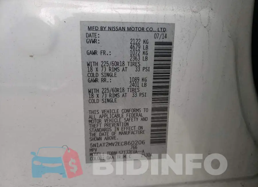 5N1AT2MV2EC860206 Photo# 12