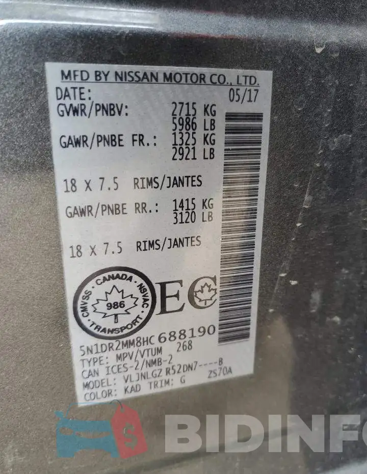 5N1DR2MM8HC688190 Photo# 12
