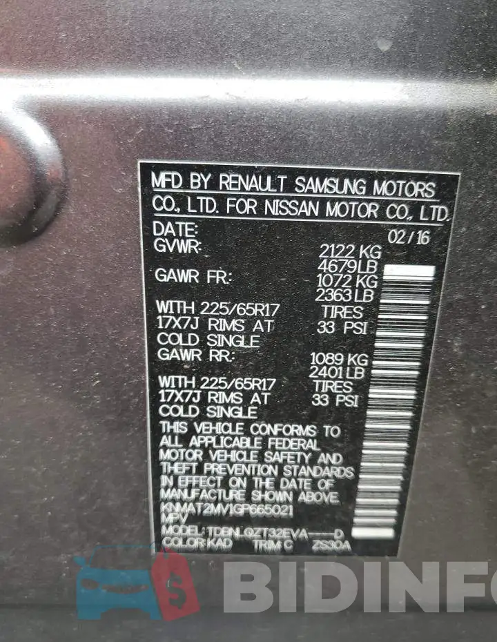 KNMAT2MV1GP665021 Photo# 13
