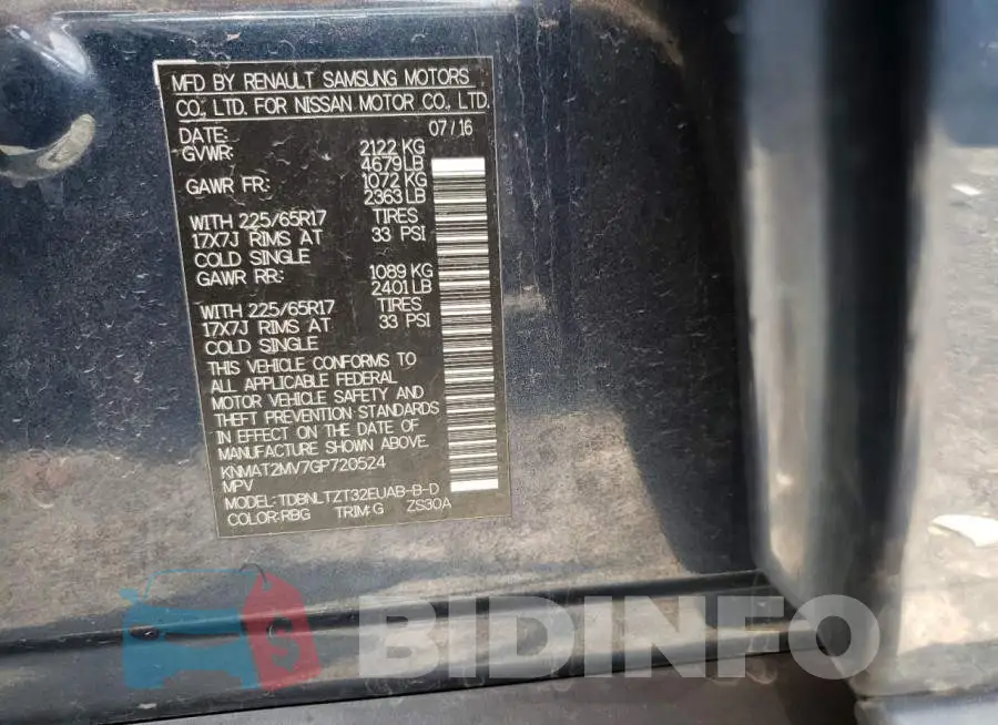 KNMAT2MV7GP720524 Photo# 13