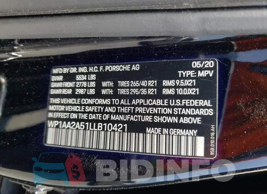 WP1AA2A51LLB10421 Photo# 13
