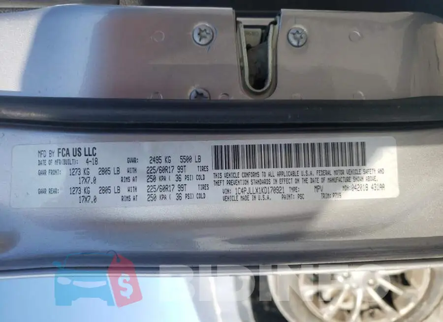 1C4PJLLX1KD170921 Photo# 12