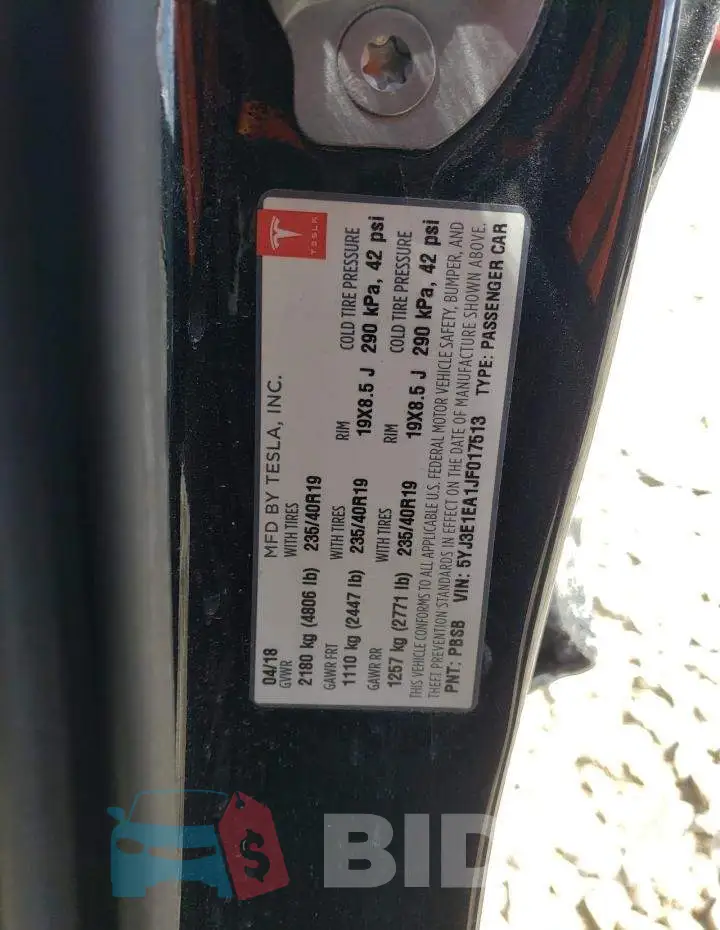 5YJ3E1EA1JF017513 Photo# 12
