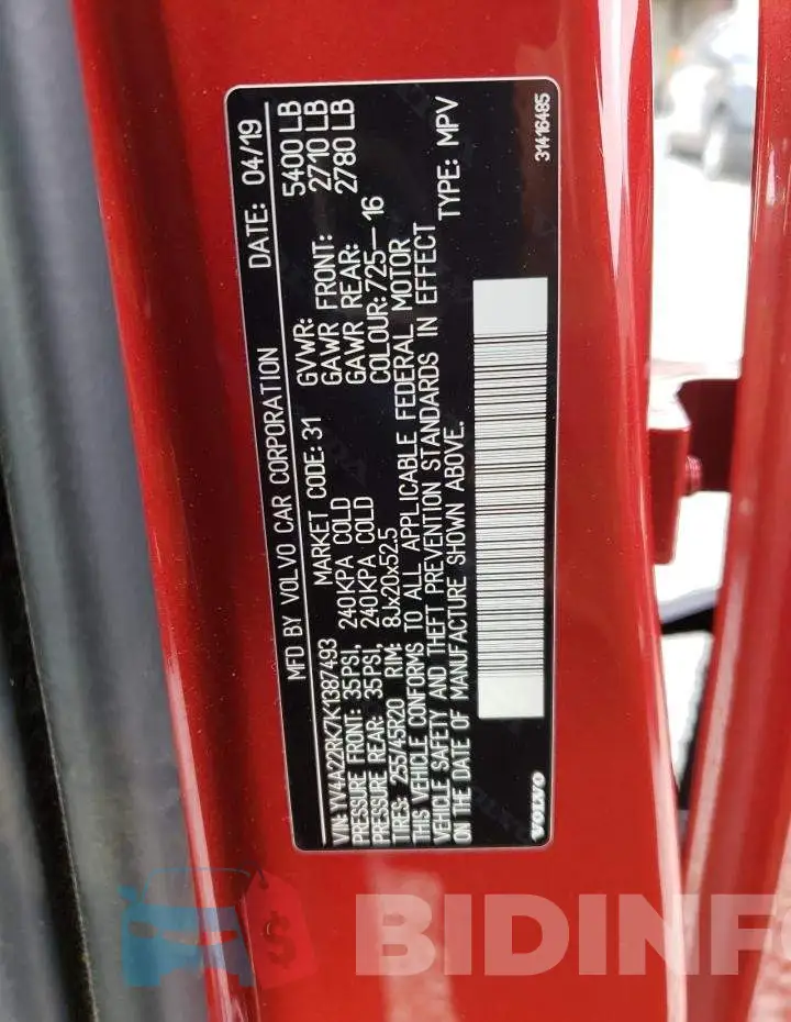 YV4A22RK7K1387493 Photo# 12