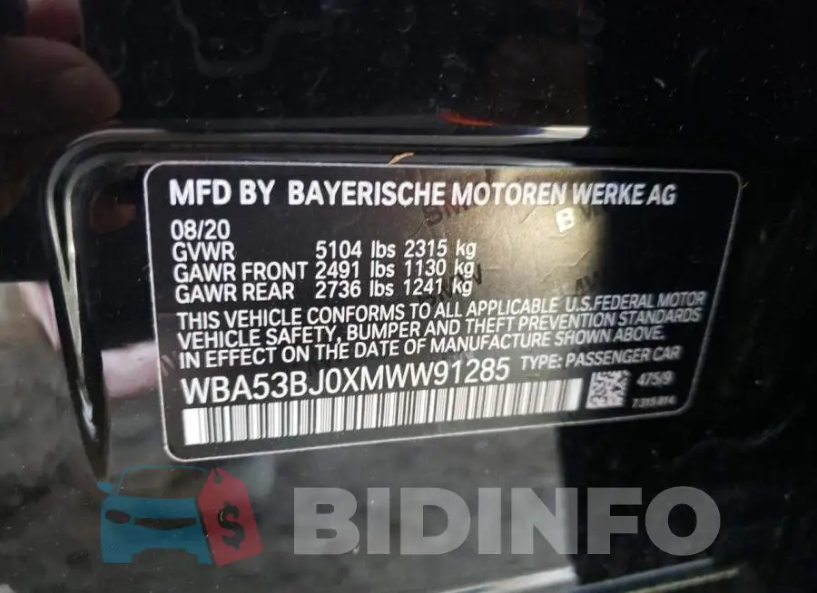 WBA53BJ0XMWW91285 Photo# 12