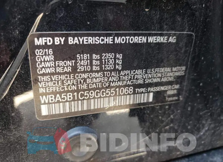 WBA5B1C59GG551068 Photo# 13