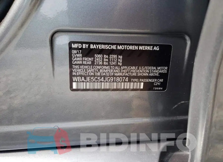 WBAJE5C54JG918074 Photo# 13