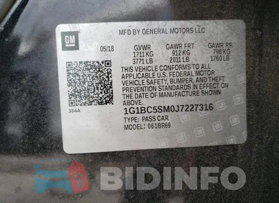 1G1BC5SM0J7227316 Photo# 12