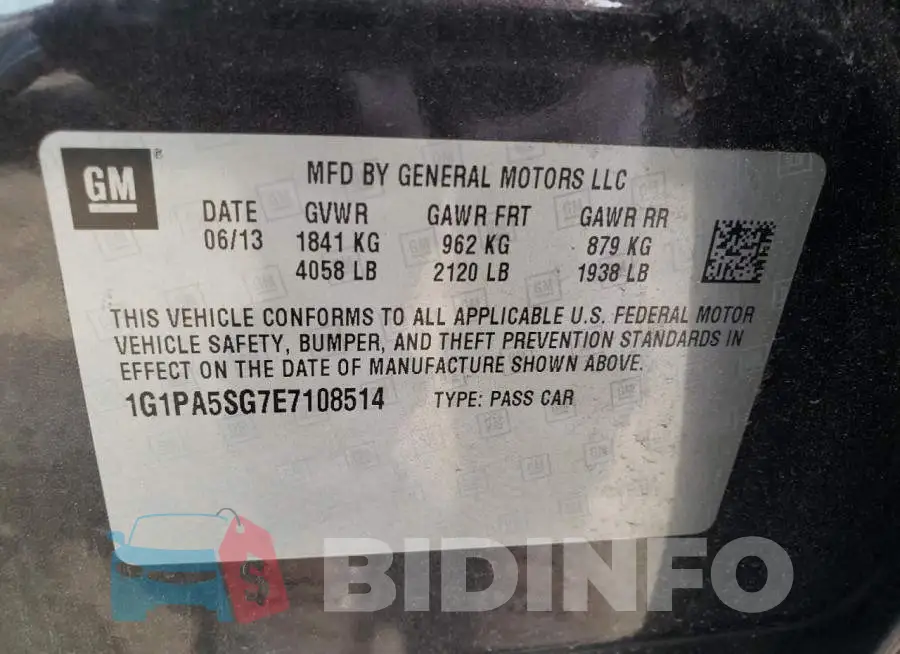 1G1PA5SG7E7108514 Photo# 13