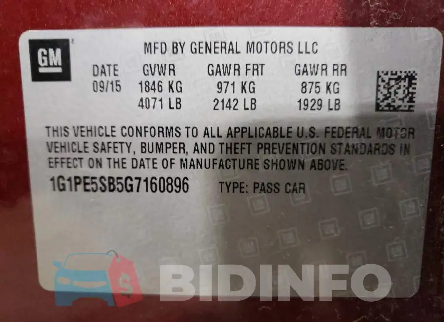 1G1PE5SB5G7160896 Photo# 12