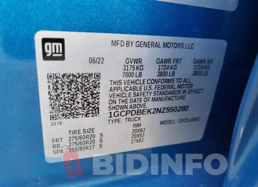 1GCPDBEK2NZ550280 Photo# 12