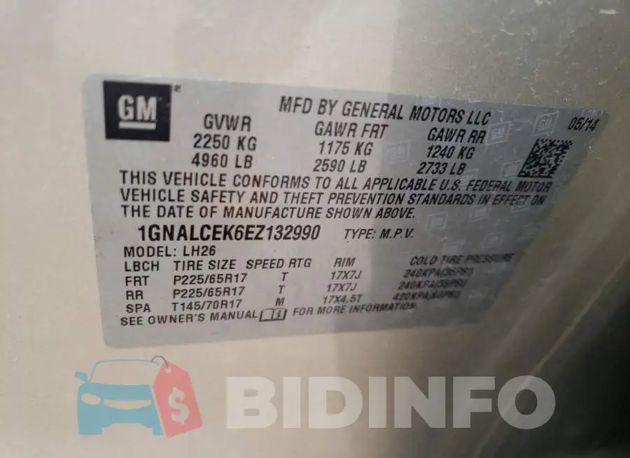 1GNALCEK6EZ132990 Photo# 12