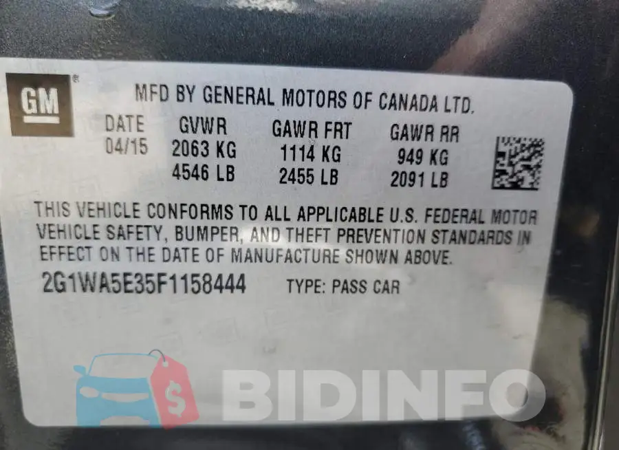 2G1WA5E35F1158444 Photo# 12