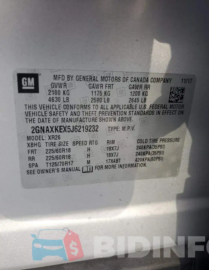 2GNAXKEX5J6219232 Photo# 13