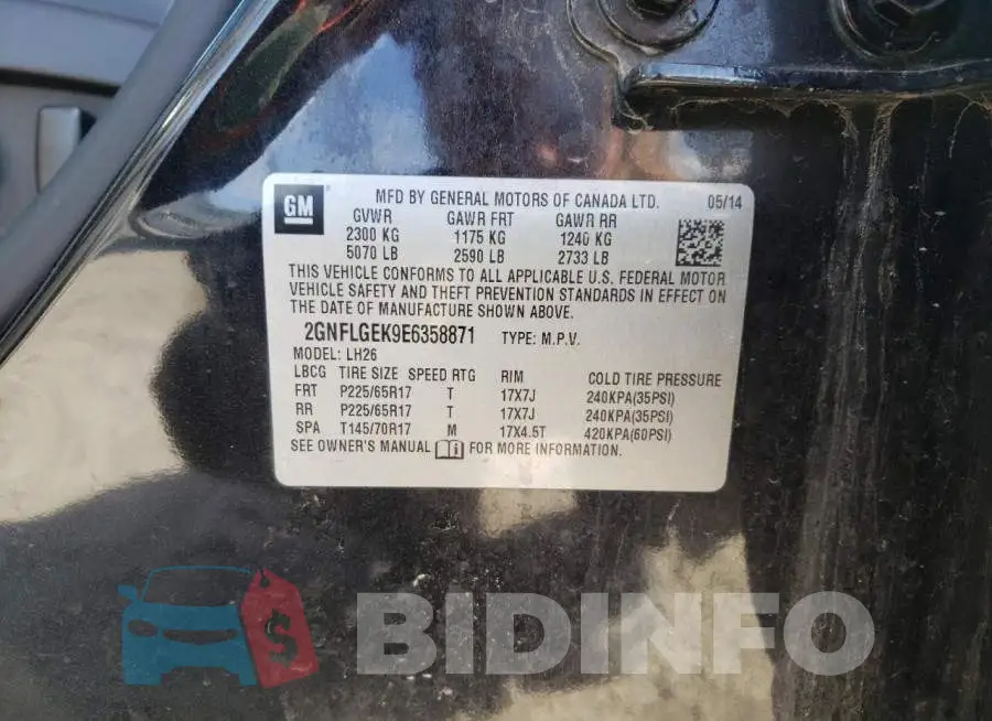 2GNFLGEK9E6358871 Photo# 13