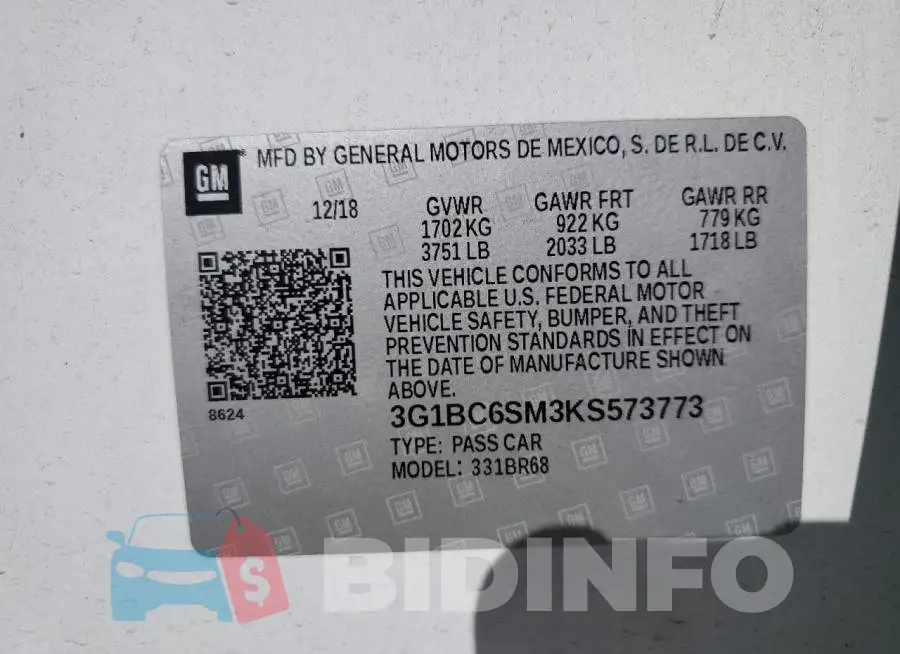 3G1BC6SM3KS573773 Photo# 12